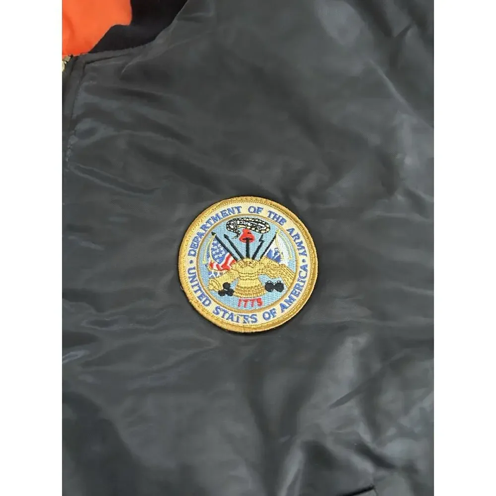 Vintage MA-1 Rothco Ultra Force Jacket Large Black Army Flyer Patches Bomber‎